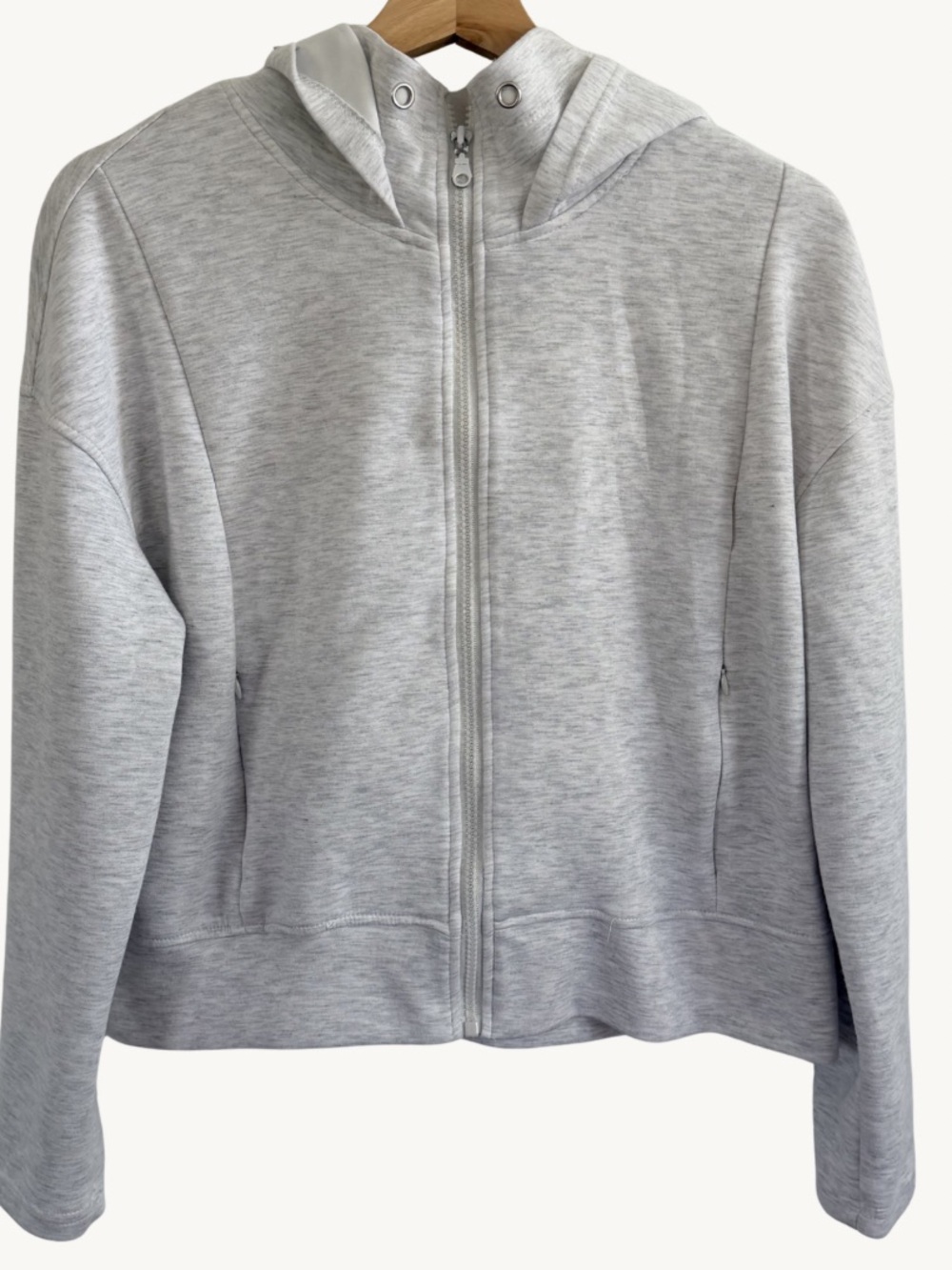 In Good State Scuba Knit Zip Hoodie Jacket Light Gray Women's Medium